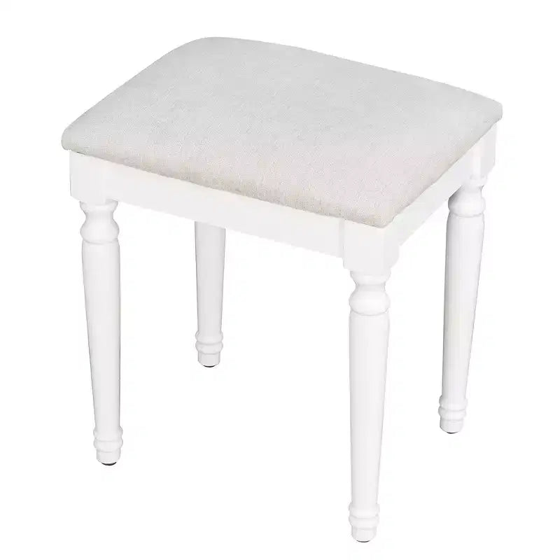 44.37 Makeup Vanity Desk, Large Dressing Vanity Table with Tri-Fold Mirror, 5 Drawers, Shelves and 2 Cabinets