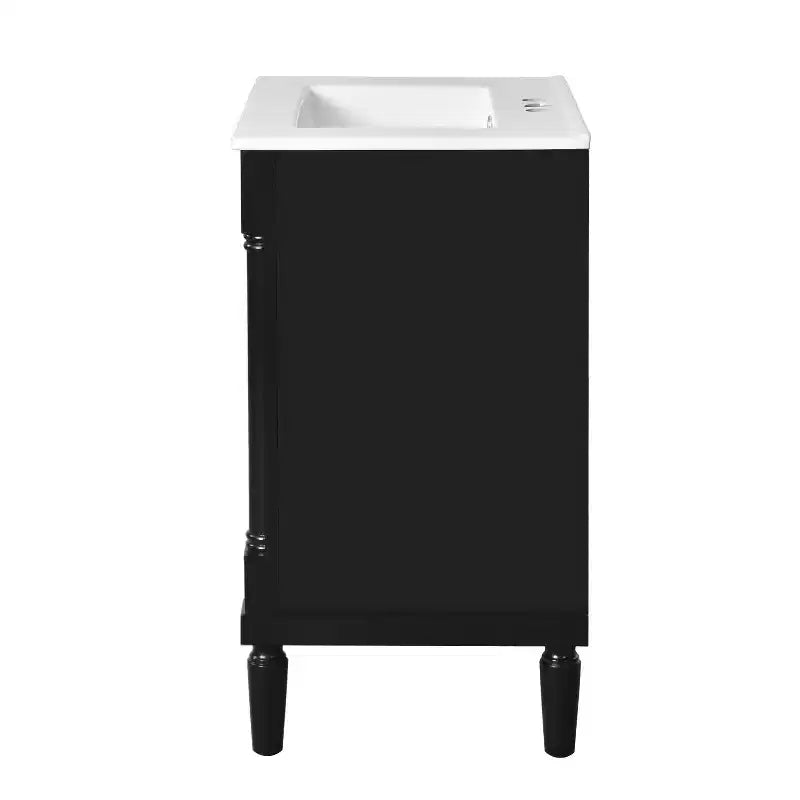 Meuble-lavabo de 24 pouces avec évier, armoire de rangement de salle de bain avec étagères à 2 niveaux, meubles de salle de bain en bois sur pied