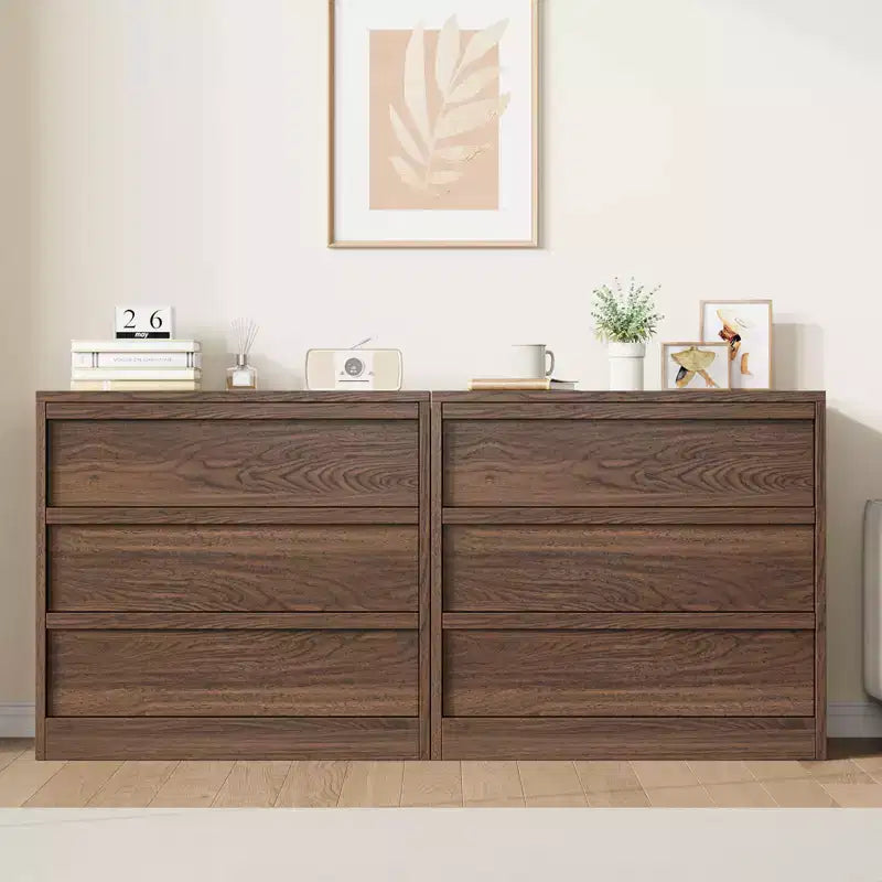 Commode de chambre à 3 tiroirs, table de chevet noyer à 3 tiroirs avec grand espace de rangement, petite table de chevet pour salon, chambre de bébé, entrée