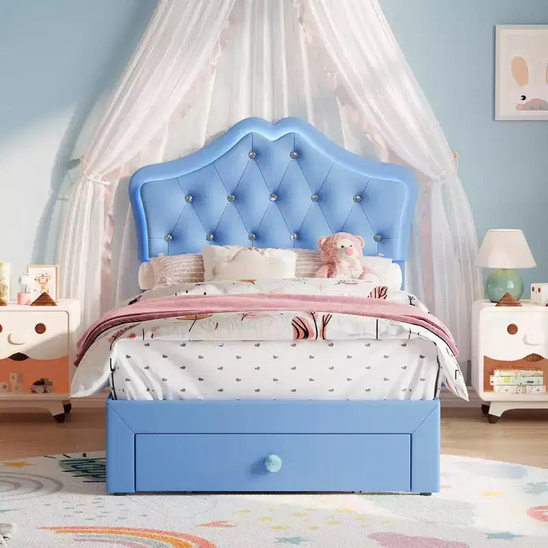 Cadre de lit plateforme avec tête de lit, lit queen size avec rangement