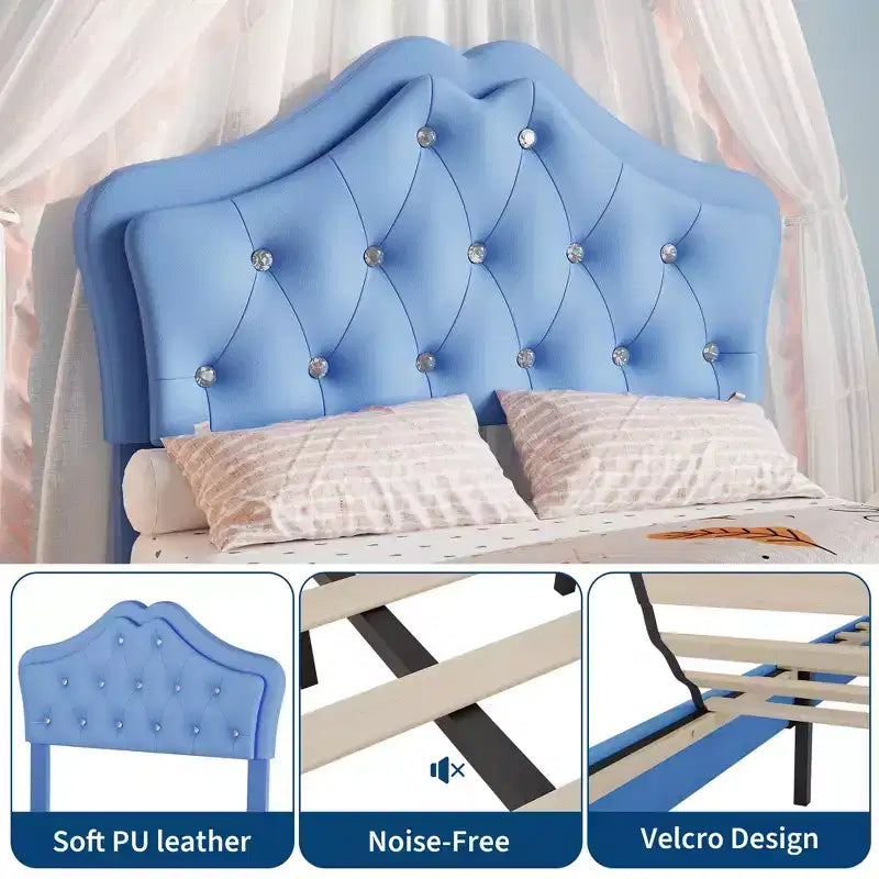 Cadre de lit plateforme avec tête de lit, lit queen size avec rangement