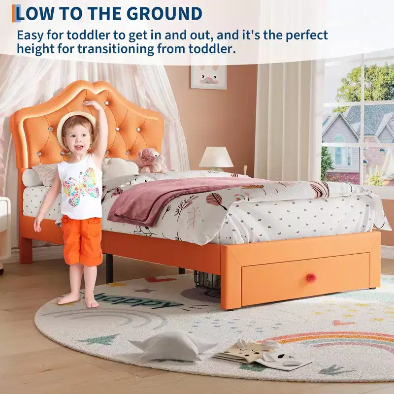 Cadre de lit plateforme avec tête de lit, lit queen size avec rangement