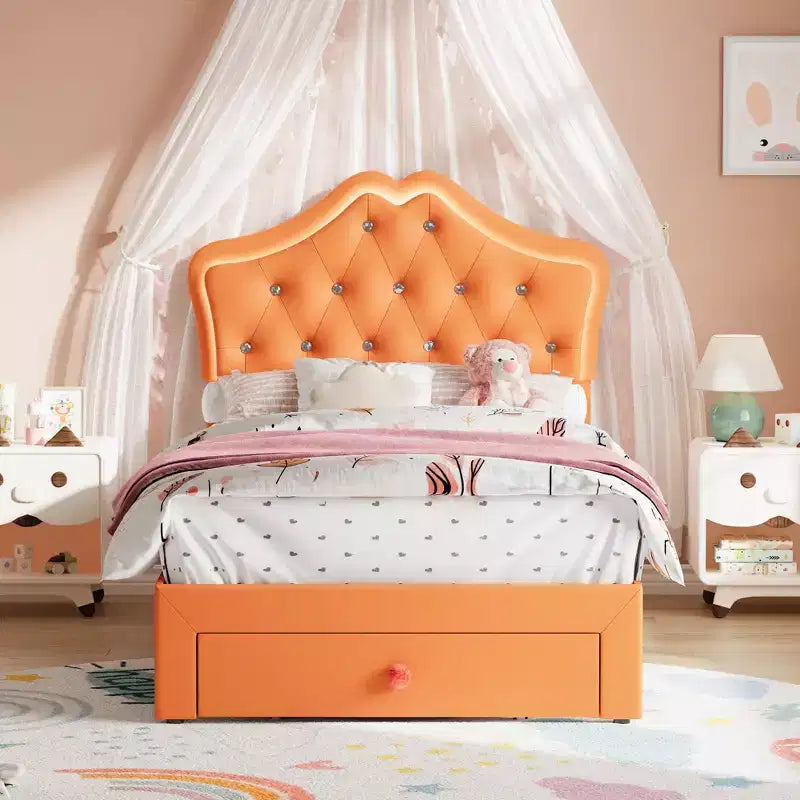 Cadre de lit plateforme avec tête de lit, lit queen size avec rangement