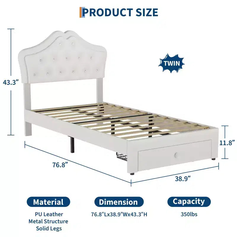 Cadre de lit plateforme avec tête de lit, lit queen size avec rangement