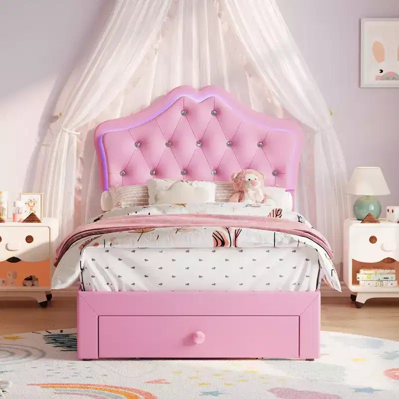 Cadre de lit plateforme avec tête de lit, lit queen size avec rangement