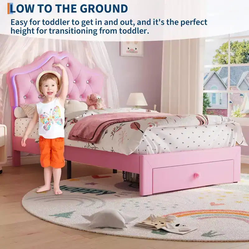 Cadre de lit plateforme avec tête de lit, lit queen size avec rangement