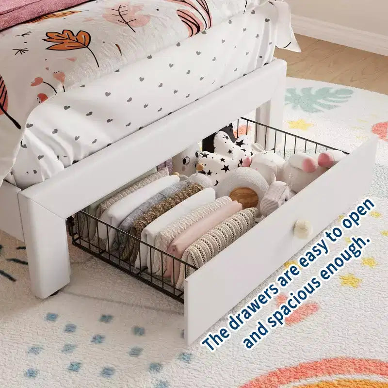 Cadre de lit plateforme avec tête de lit, lit queen size avec rangement