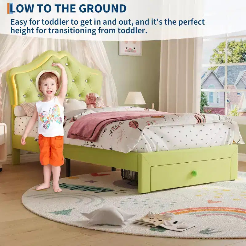 Cadre de lit plateforme avec tête de lit, lit queen size avec rangement