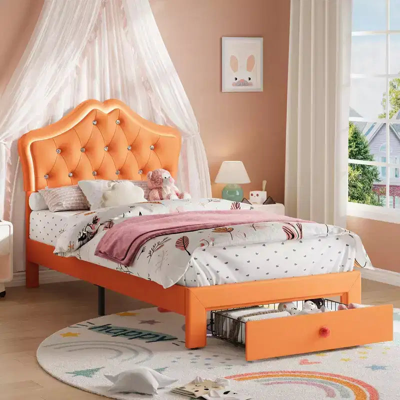 Cadre de lit plateforme avec tête de lit, lit queen size avec rangement