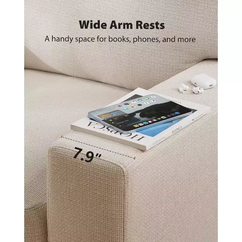 89 inch living room sofa, 3-seater sofa with wide armrests and deep seats, comfortable 3-layer sofa, sofa with detachable and washable lid
