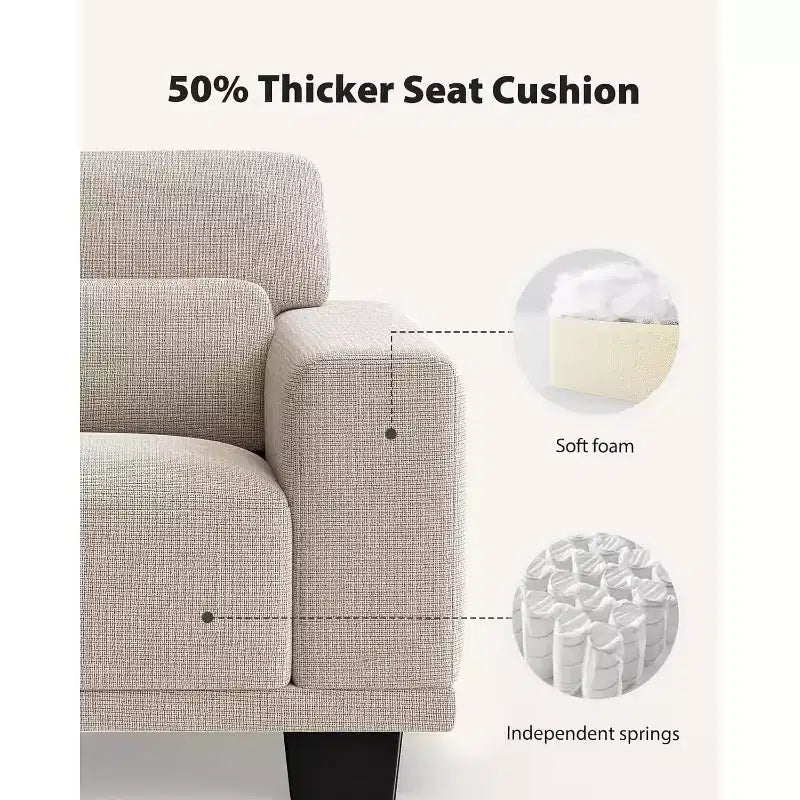 89 inch living room sofa, 3-seater sofa with wide armrests and deep seats, comfortable 3-layer sofa, sofa with detachable and washable lid