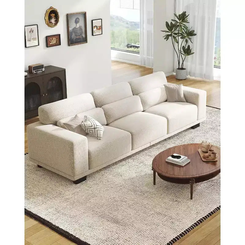 89 inch living room sofa, 3-seater sofa with wide armrests and deep seats, comfortable 3-layer sofa, sofa with detachable and washable lid