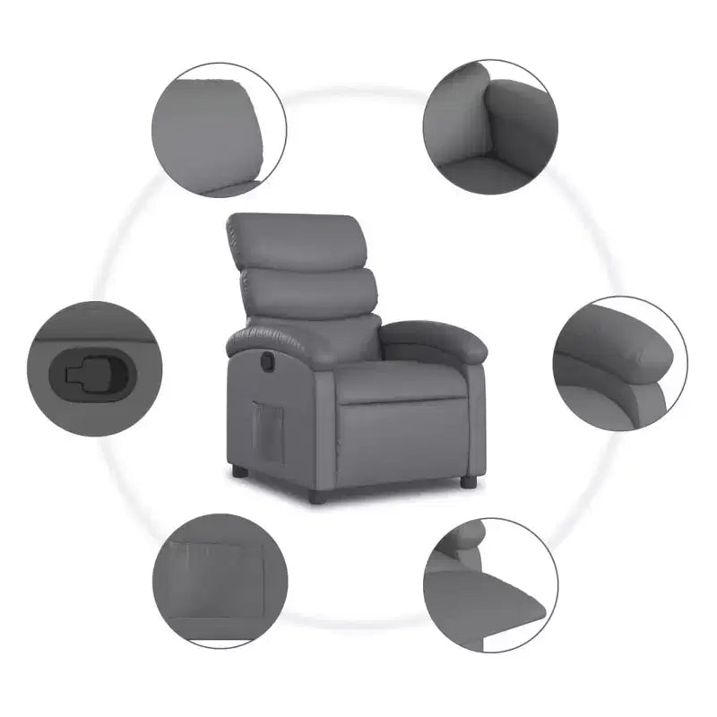 Recliner Chair Adjustable Reclining Armchair, Home Theater, Faux Leather