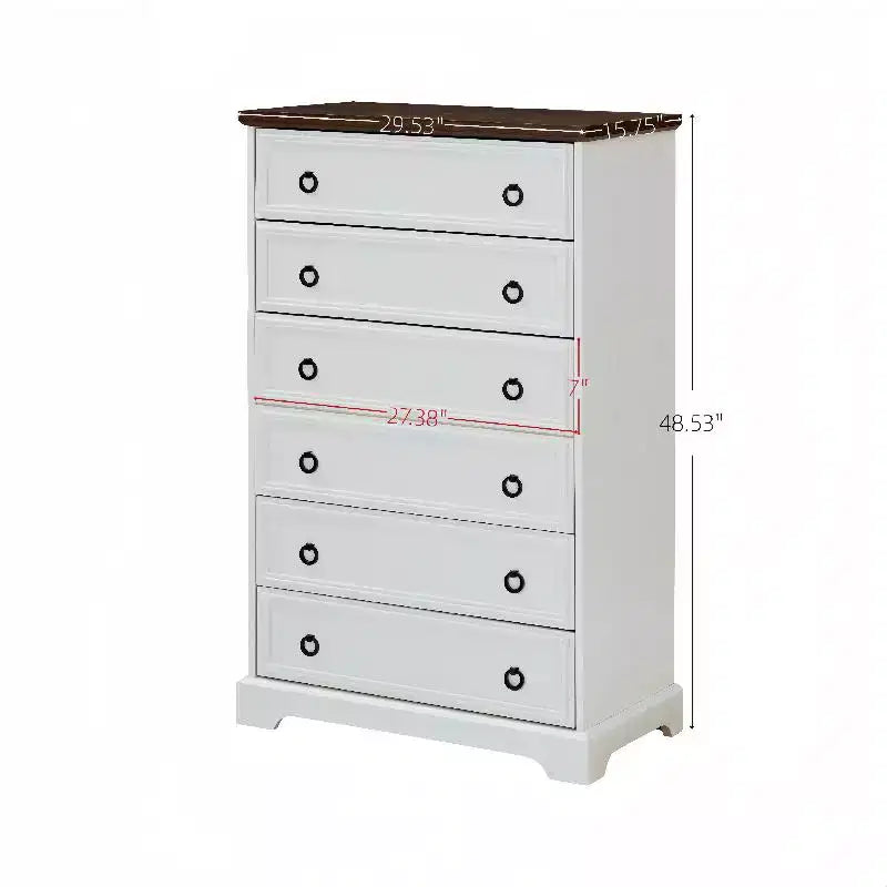 Bedroom Dresser, Dressers & Chests Of Drawers With 6 Large Drawers, Anti Toppling Devices Free Standing Storage Cabinet For Dining Room