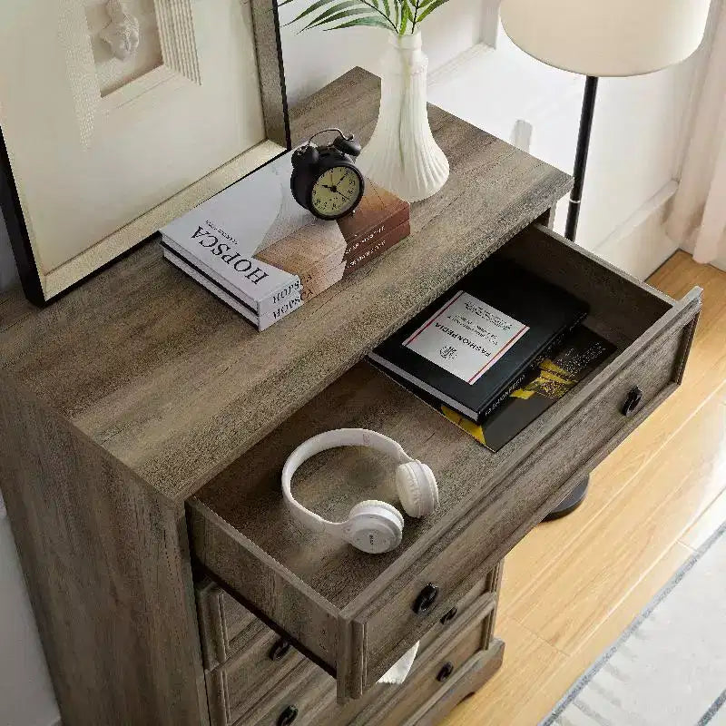 Bedroom Dresser, Dressers & Chests Of Drawers With 6 Large Drawers, Anti Toppling Devices Free Standing Storage Cabinet For Dining Room