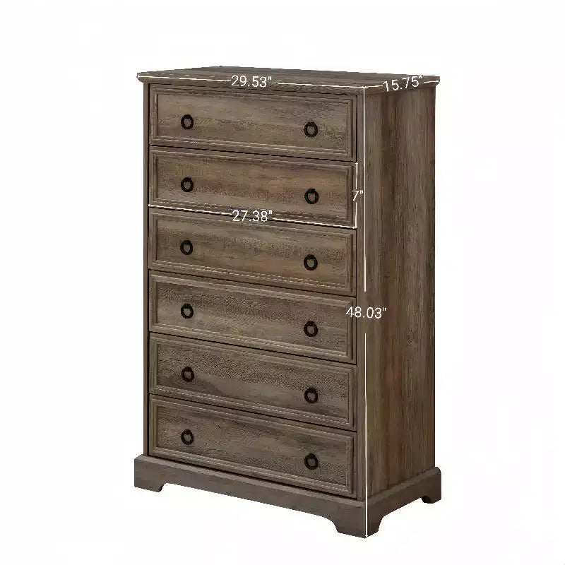 Bedroom Dresser, Dressers & Chests Of Drawers With 6 Large Drawers, Anti Toppling Devices Free Standing Storage Cabinet For Dining Room