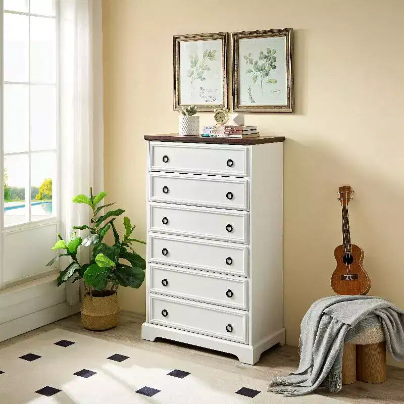 Bedroom Dresser, Dressers & Chests Of Drawers With 6 Large Drawers, Anti Toppling Devices Free Standing Storage Cabinet For Dining Room