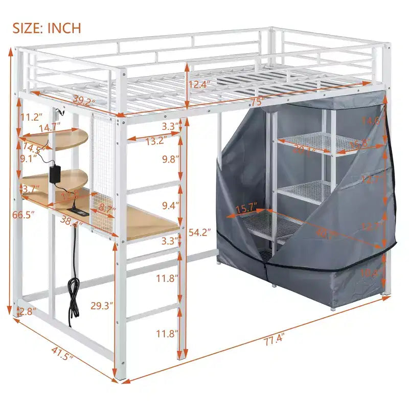 Bureau d'ordinateur avec support d'écran et étagères de rangement, bureau à domicile