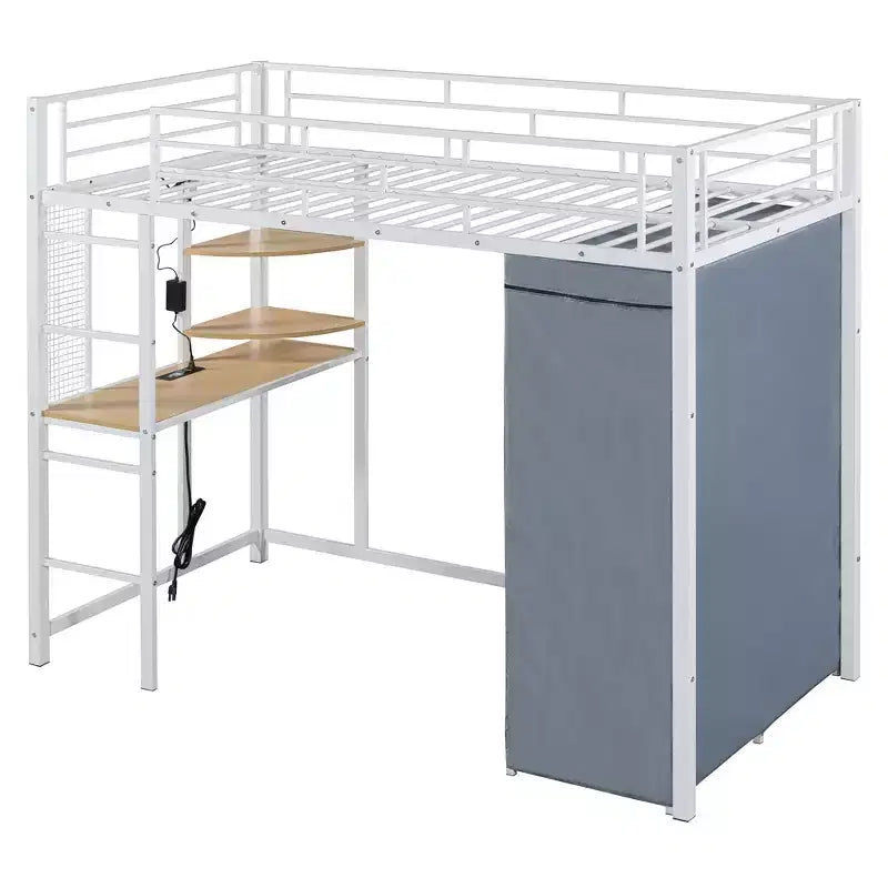 Bureau d'ordinateur avec support d'écran et étagères de rangement, bureau à domicile