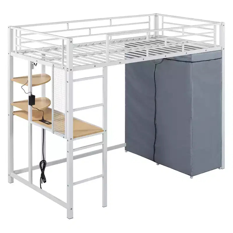 Bureau d'ordinateur avec support d'écran et étagères de rangement, bureau à domicile