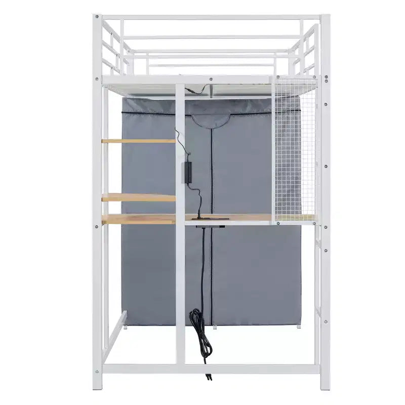 Bureau d'ordinateur avec support d'écran et étagères de rangement, bureau à domicile