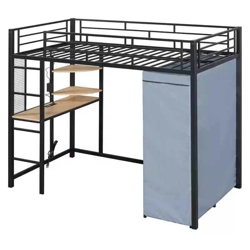 Bureau d'ordinateur avec support d'écran et étagères de rangement, bureau à domicile