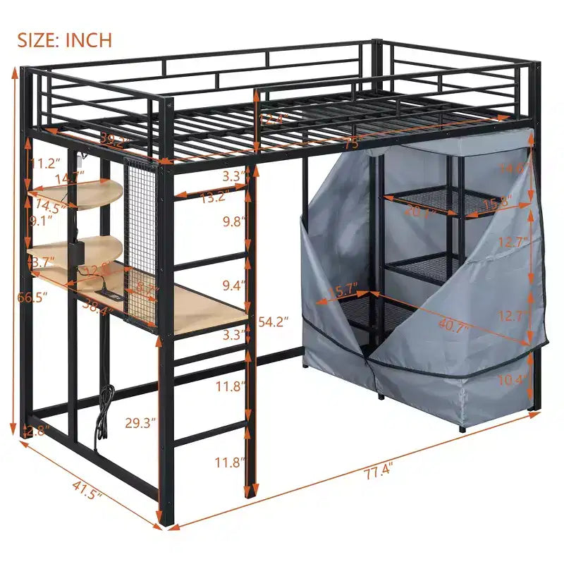 Bureau d'ordinateur avec support d'écran et étagères de rangement, bureau à domicile
