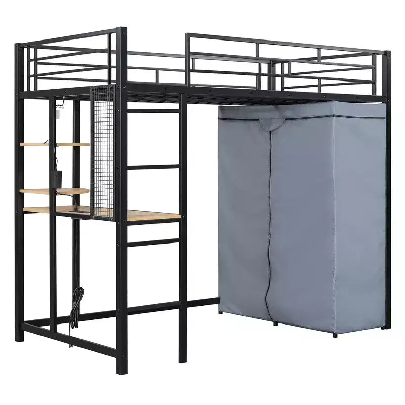 Bureau d'ordinateur avec support d'écran et étagères de rangement, bureau à domicile