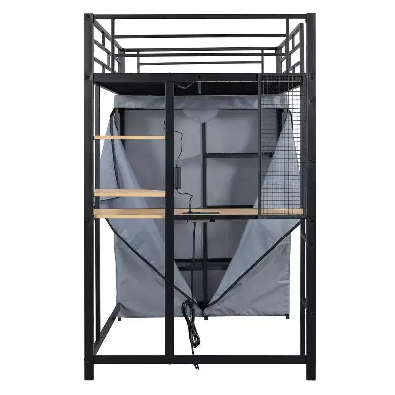 Bureau d'ordinateur avec support d'écran et étagères de rangement, bureau à domicile