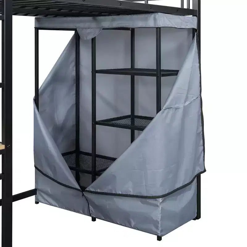 Bureau d'ordinateur avec support d'écran et étagères de rangement, bureau à domicile