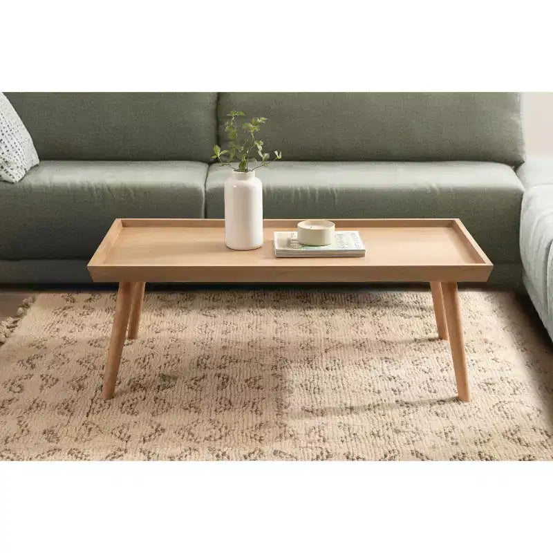 46x22x17" Rectangle Wood Coffee Table, Natural
