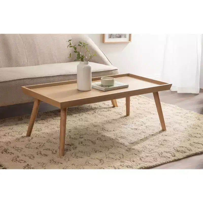 46x22x17" Rectangle Wood Coffee Table, Natural