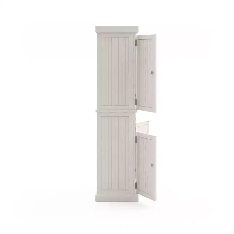 Nantucket Pantry Off White - Nautical Coastal Kitchen Cabinet, Hardwood Frame, Adjustable Shelves, 72" Height