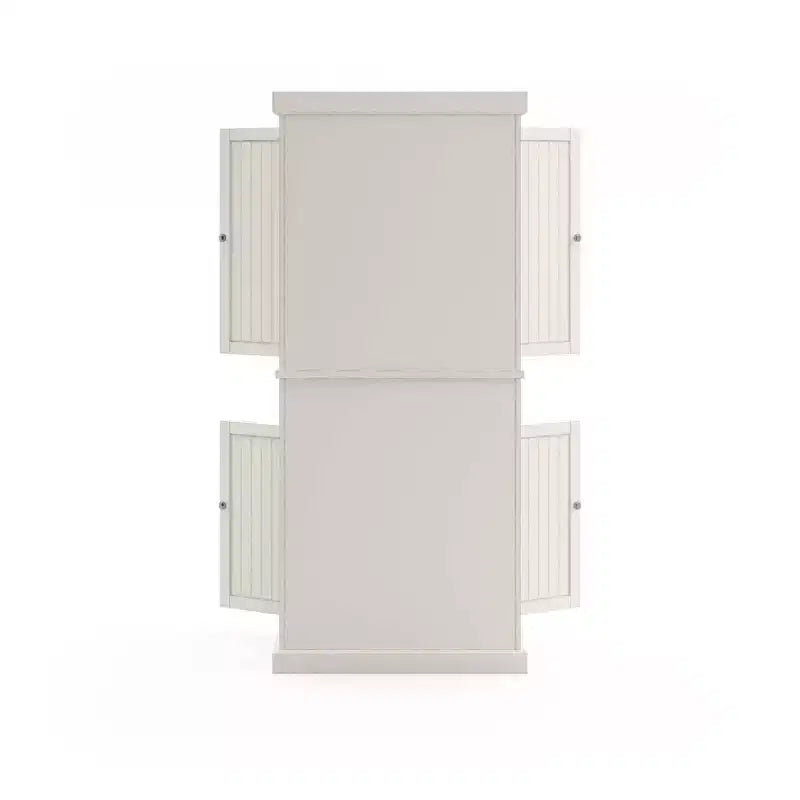 Nantucket Pantry Off White - Nautical Coastal Kitchen Cabinet, Hardwood Frame, Adjustable Shelves, 72" Height