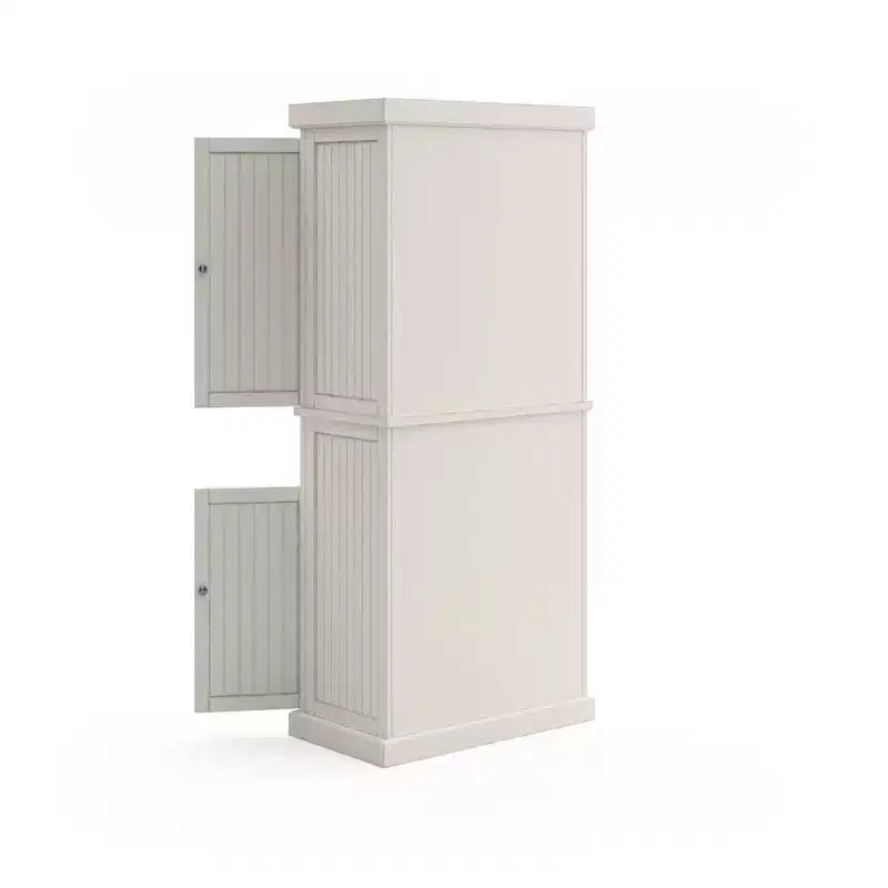Nantucket Pantry Off White - Nautical Coastal Kitchen Cabinet, Hardwood Frame, Adjustable Shelves, 72" Height