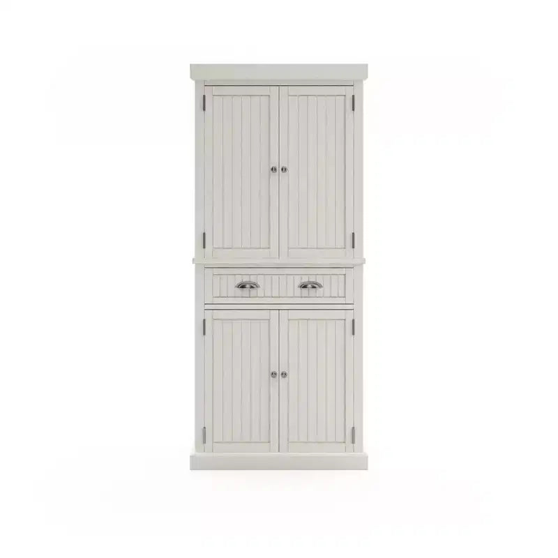 Nantucket Pantry Off White - Nautical Coastal Kitchen Cabinet, Hardwood Frame, Adjustable Shelves, 72" Height