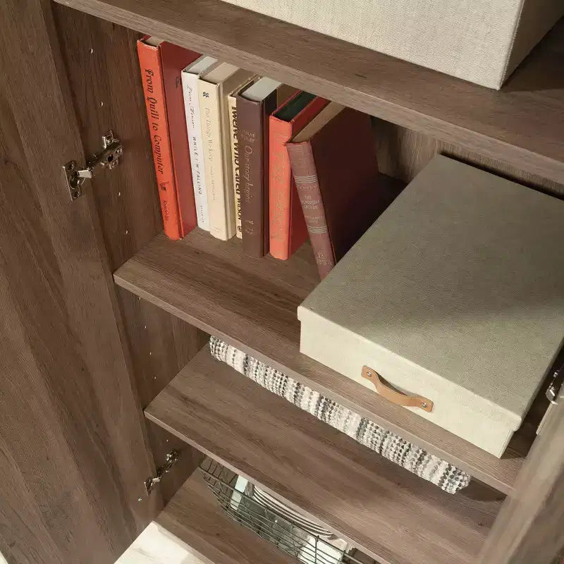 Bibliothèque à 5 étagères avec tablettes ajustables, fini cerisier cannelle