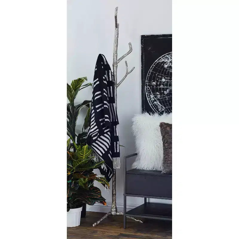 Porte-manteau éclectique en métal argenté
