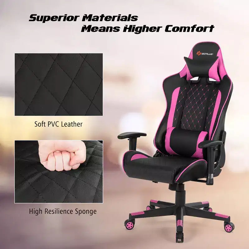 Massage Gaming Chair Reclining Racing Chair with Lumbar Support and Headrest