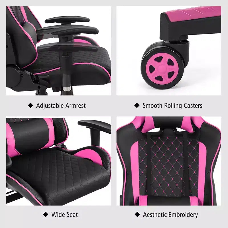 Massage Gaming Chair Reclining Racing Chair with Lumbar Support and Headrest