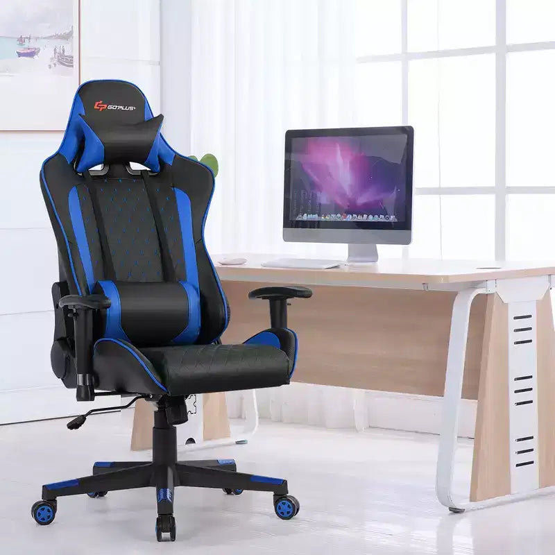 Massage Gaming Chair Reclining Racing Chair with Lumbar Support and Headrest