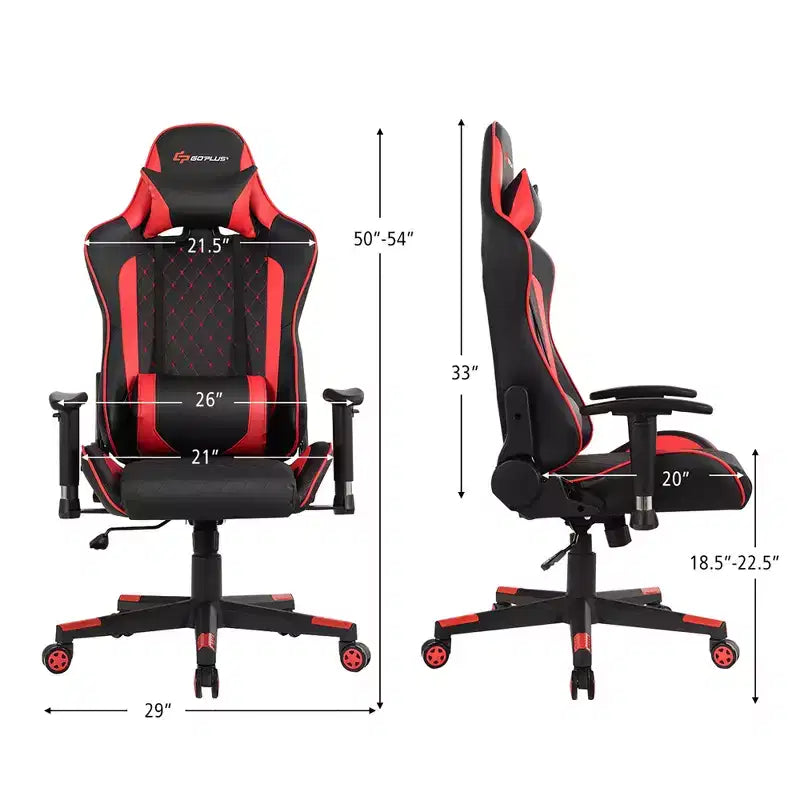 Massage Gaming Chair Reclining Racing Chair with Lumbar Support and Headrest
