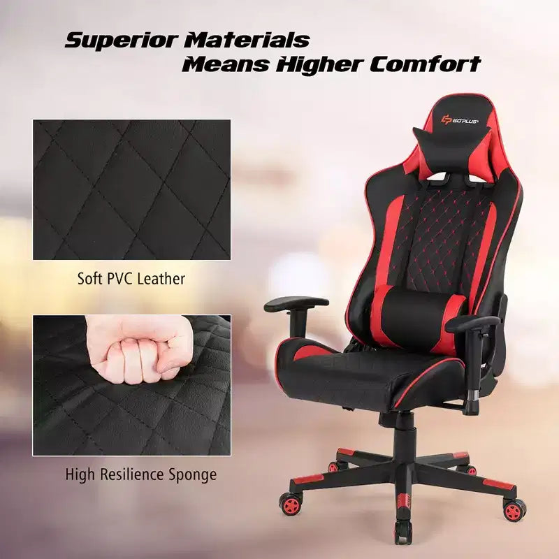 Massage Gaming Chair Reclining Racing Chair with Lumbar Support and Headrest