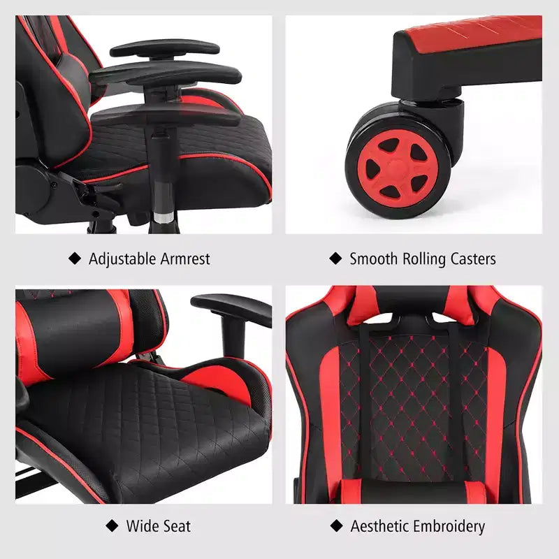 Massage Gaming Chair Reclining Racing Chair with Lumbar Support and Headrest