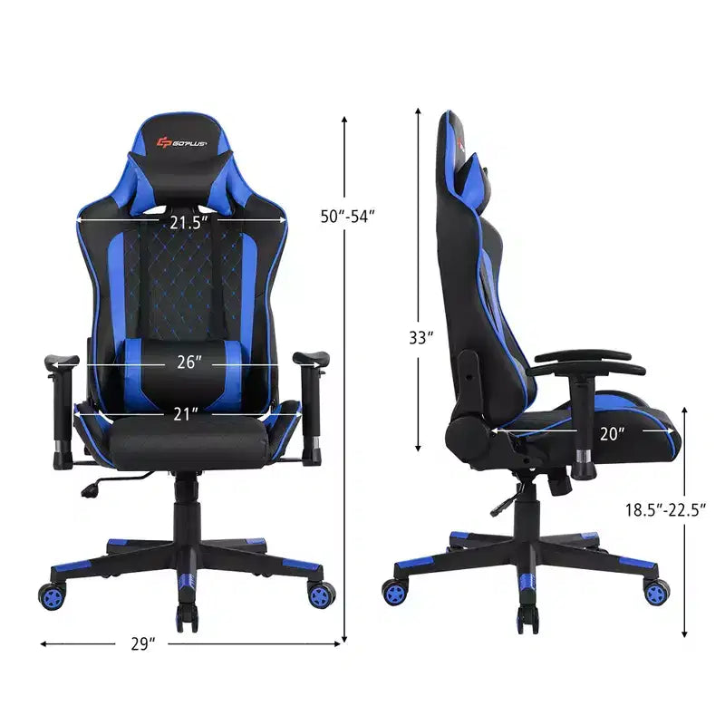 Massage Gaming Chair Reclining Racing Chair with Lumbar Support and Headrest