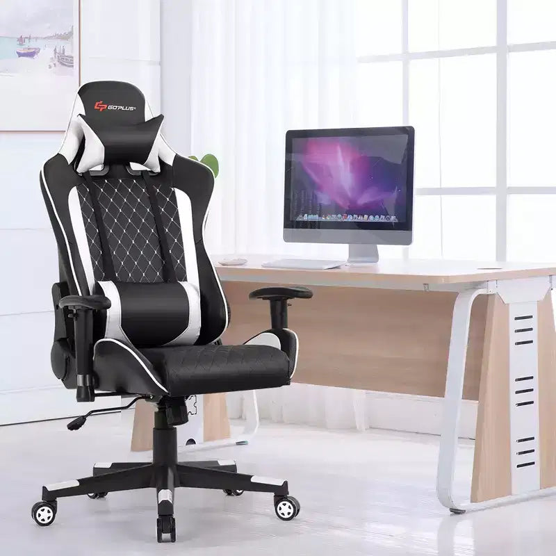 Massage Gaming Chair Reclining Racing Chair with Lumbar Support and Headrest