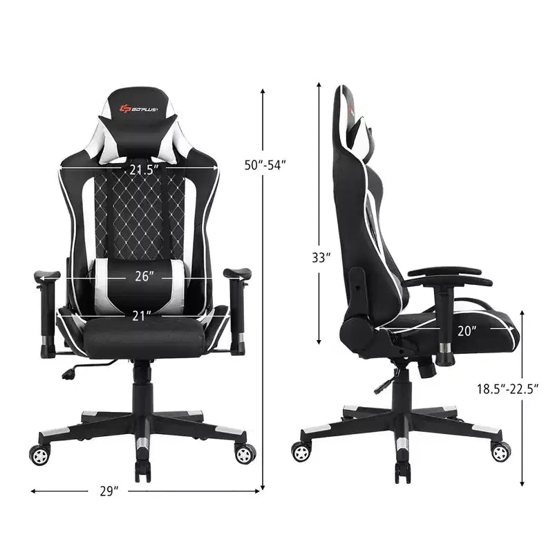 Massage Gaming Chair Reclining Racing Chair with Lumbar Support and Headrest