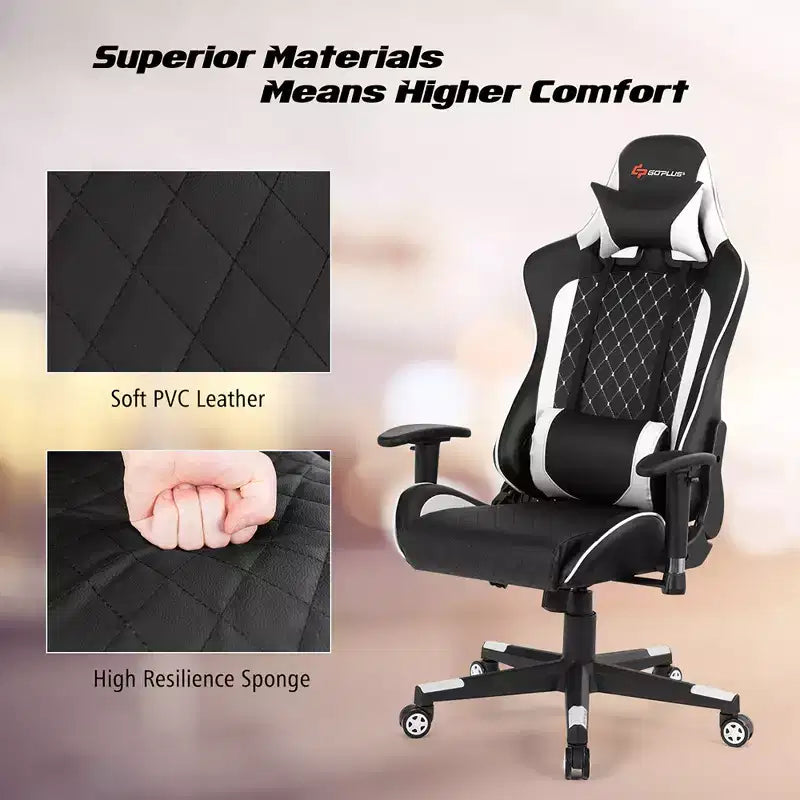 Massage Gaming Chair Reclining Racing Chair with Lumbar Support and Headrest