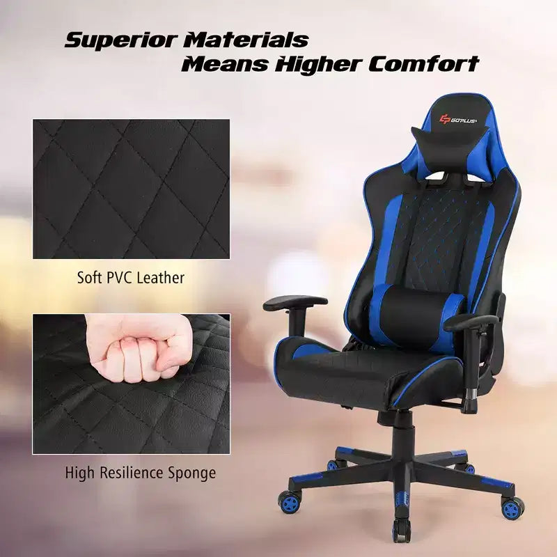Massage Gaming Chair Reclining Racing Chair with Lumbar Support and Headrest