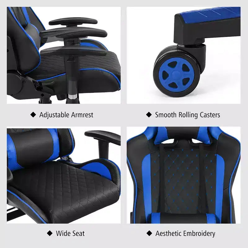 Massage Gaming Chair Reclining Racing Chair with Lumbar Support and Headrest